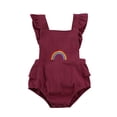 thumbnail image 1 of Cute Newborn Baby Girl Ruffled Sleeve Backless Romper Bodysuit One-Piece Cotton Rainbow Sunsuit Boho Outfit, 1 of 4