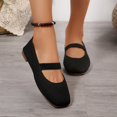 thumbnail image 5 of Willtoo Women Solid Suede Flats Ankle Strap Slip on Casual Shoes 2025 Square Toe Low Heels Vintage Fashionable Breathable Comfortable Slip Resistant Office Travel Walking Dancing Shoes Black, 5 of 6