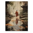 thumbnail image 3 of Designart "Footprints of Enlightenment Orange Grey Buddhist Art I" Buddhism Print on Natural Pine Wood, 3 of 5