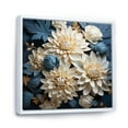 thumbnail image 2 of Designart "Mosaic Harmony: White And Blue Chrysanthemum Mix III" Chrysanthemums Floater Framed Canvas Art Print, 2 of 5