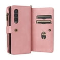 thumbnail image 5 of Nalacover Wallet Case for Samsung Galaxy Z Fold 4, [15 Card Slots] [Zipper Pocket] Vintage PU Leather Flip Folio Cover with Magnetic [Wrist Strap] [Kickstand] Skin-Feeling Shockproof Case,Pink, 5 of 9