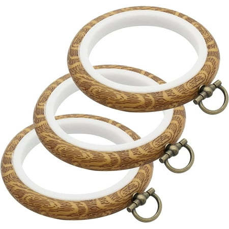3 Pack 3 Inch Round Embroidery Hoops Cross Stitch Imitated Wood Display Frame Circle Embroidery Hoop Ring for Art Craft Sewing and Hanging