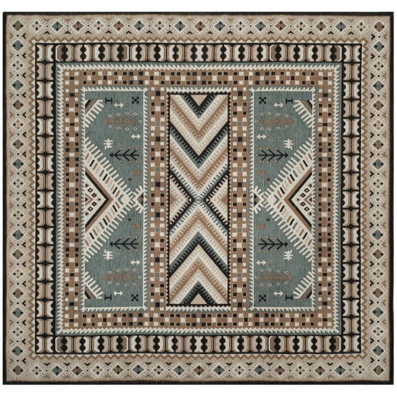 SAFAVIEH Classic Vintage Clarette Geometric Area Rug, Slate/Beige, 6' x 6' Square