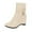 Beige, variant on Bmisegm Fashion Solid Color Leather Rhinestone Decorative Belt Buckle Wedge Heel Side Zipper Boots Shoes Boots for Women White 7.5