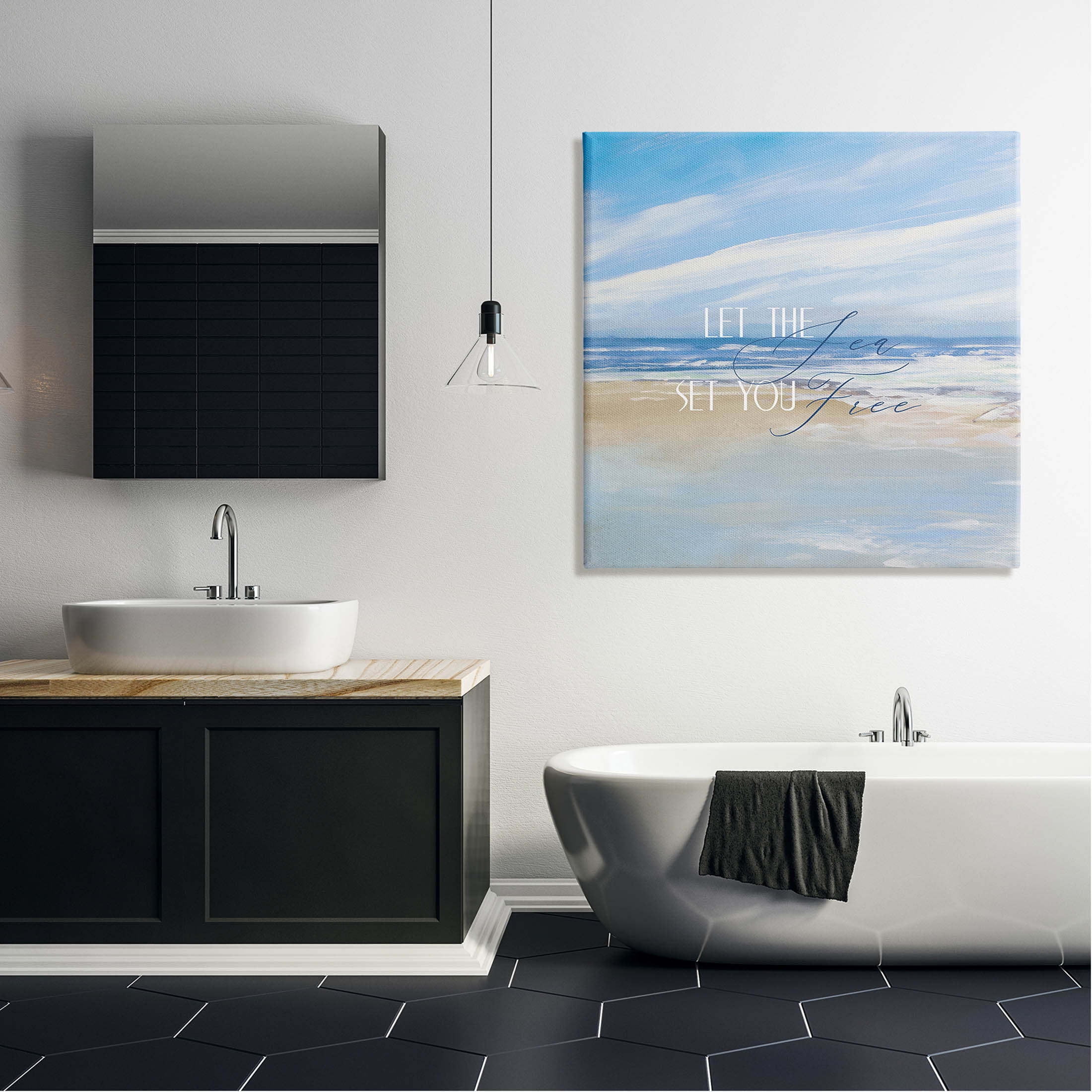 Stupell Industries Let The Sea Set You Free Phrase Graphic Art Gallery Wrapped Canvas Print Wall Art, Design by Dan Meneely