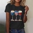 thumbnail image 2 of 4th of July Outfits for Women Patriotic T Shirts with Wine Glasses Short Sleeve Round Neck Tops Graphic Summer Tees Independence Day Shirt, 2 of 6