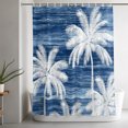 thumbnail image 5 of Summer Palm Trees Shower Curtains for Bathroom, Tropical Coastal Rustic Navy Blue Abstract Waterproof Fabric Shower Curtain for Bathroom Bathtub Decoration, Machine Washable 60"x72", 5 of 9