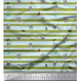 thumbnail image 1 of Soimoi Green polyester Crepe Fabric Coffee Cup & Stripe Print Fabric by Yard 42 Inch Wide, 1 of 5