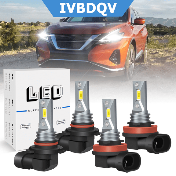For Nissan Murano 2009-2014 LED Headlights Combo 9005 High Beam   H11 Low Beam Bulbs Kit 4Pcs Super Bright WHITE