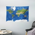 thumbnail image 1 of World Tapestry, Geography Cartography Theme Continents Vegetation Nature Oceans Icy Cold Lands, Wall Hanging for Bedroom Living Room Dorm Decor, 60W X 40L Inches, Blue Green White, by Ambesonne, 1 of 2