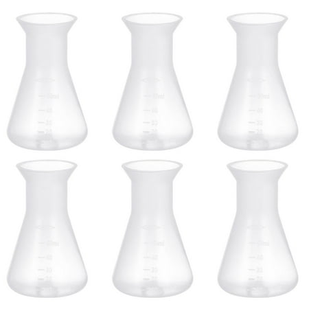 

6pcs 50ml Plastic Conical Flask Experiment Flask Cone Bottle Laboratory Tool