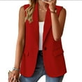 thumbnail image 2 of BODOAO Women's Sleeveless Blazer Vest Casual Open Front Single Button Summer Jacket with Pockets Women's Sleeveless Coat Solid Color Cardigan Suit Casual Lapel Cardigan Jacket with Pockets Red Xxl, 2 of 4