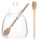 thumbnail image 1 of Dispensador de miel de vidrio en tarro, plato para colmena de cocina, recipiente de borosilicato alto, madera, 1 of 6