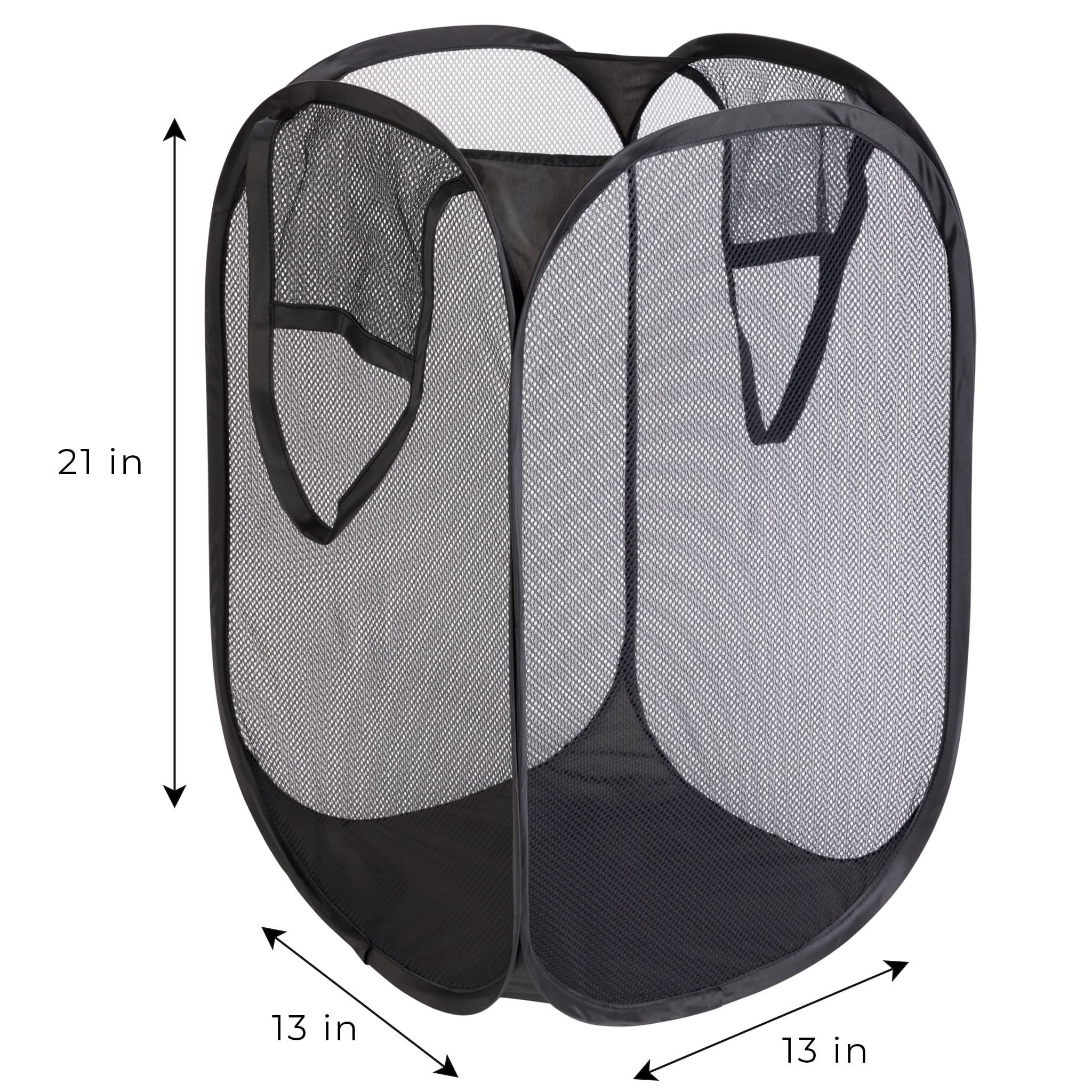 Mainstays Pop-Up Spiral Polyester Laundry Hamper, Rich Black, Adult