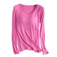 thumbnail image 2 of Women's Pajamas Pajama Shirts for Women Womens Sleepwear Women's Color Household Clothes with Chest Pads T-Shirt Long Sleeved Pajama Comfortable Base for External Wear Round Neck, 2 of 3