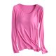 thumbnail image 2 of Pijama de manga larga para mujer, ropa de casa de color con almohadillas para el pecho, camiseta de manga larga, cómoda base para uso externo, pijama de modal de cuello redondo para mujer., 2 of 3