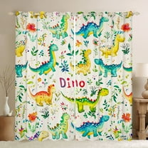 Homewish Safari Animaml Dinosaur Black Out Curtains,Watercolor Graffiti Dino Curtains Pack of 2 (42x63 Each),Beige Green Blue Bedroom Curtains For Boy Kids,Microfiber Bedroom Decor