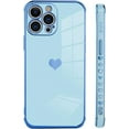 thumbnail image 4 of Compatible with iPhone 13 Pro Max Case Love Heart Plating Electroplate Luxury Elegant Case Camera Protector Soft TPU Shockproof Protective Corner Back Cover iPhone 13 Pro Max Case -Blue, 4 of 5