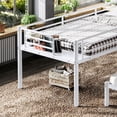 thumbnail image 6 of Bellemave Triple Bunk Bed Frame,3 Twin Size Bunk Bed Can Be Separated into 3 Single Beds for Bedroom，Metal Triple Bed Built-in Shelves for 3 (White), 6 of 9