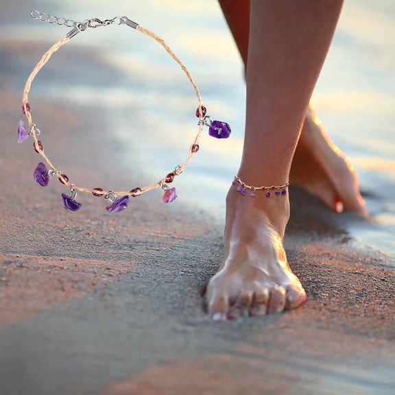 YYKihy Men's And Women's Linen Hemps Rope Wooden Beads Ethnic Bracelet Hemps Rope Wristband Anklet Crushed Stone Anklet