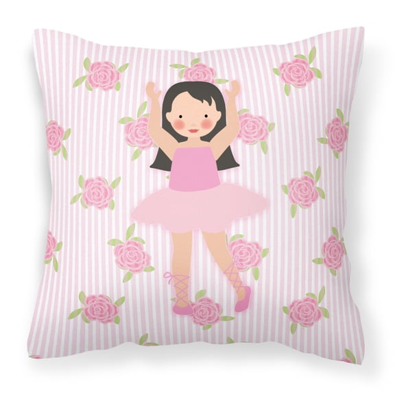 Carolines Treasures BB5181PW1414 Ballerina Long Dark Hair Fabric Decorative Pillow 14Hx14W multicolor