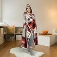 thumbnail image 1 of Safdie & Co. Premium Ultra Soft Flannel Hoodzy Hooded Throw Blanket with Sherpa Plaid Patchwork, 1 of 7