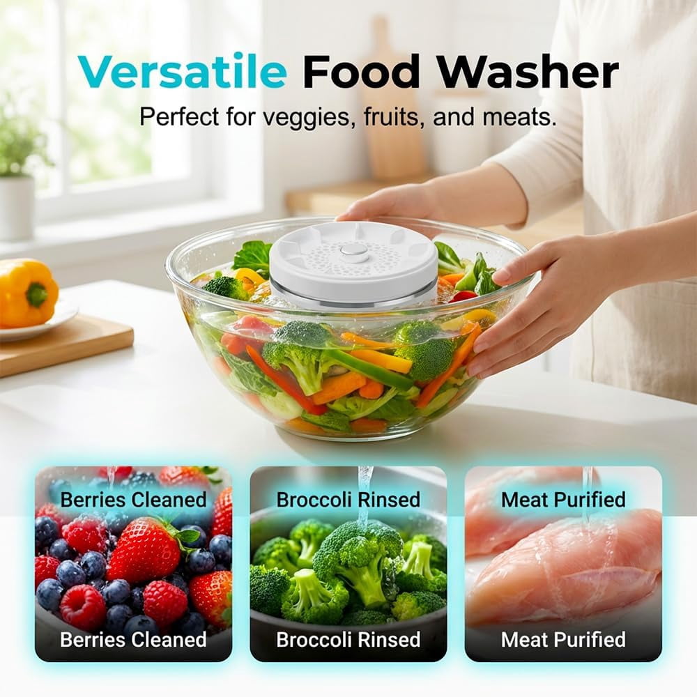 Fruit and Vegetable Washing Machine,Wireless Fruit Cleaner Device,Titanium Electrolysis Fruit and Veggie Cleaning Machine,Waterproof Food Purifier for Fruits,Vegetables,Meat and Tableware