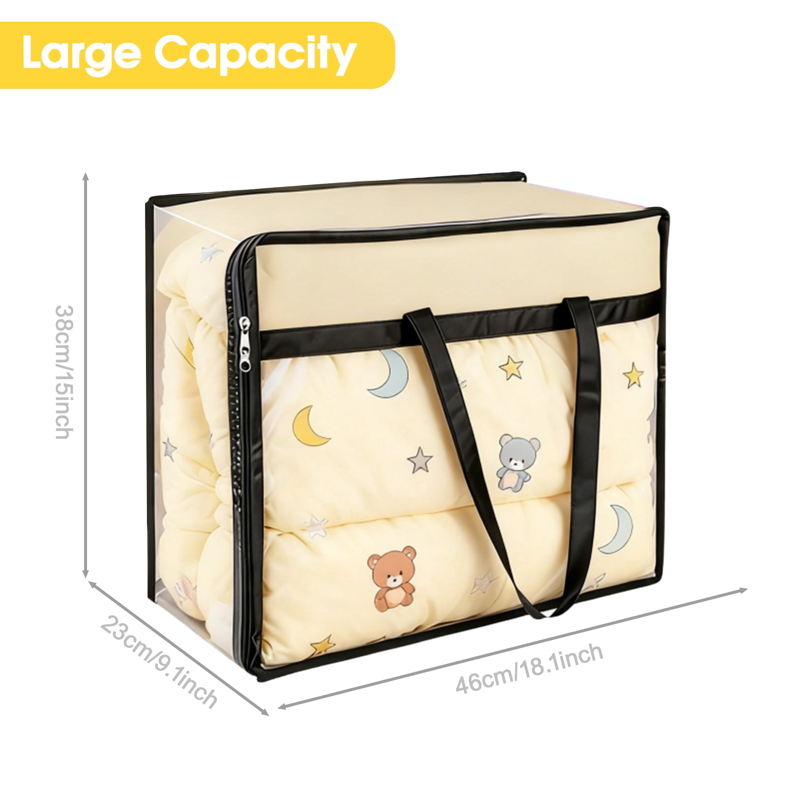 Lumikrypt 6 Pack Clear Clothes Storage Bags, 40L Blanket Storage Bag with Zipper and Handle, Foldable Closet Organizer, Moving Bags for Bedding, Clothing, Comforters