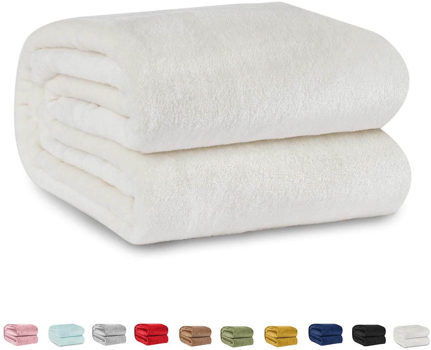 50" X 60” White Ultra Soft Cozy Plush Fleece Warm Traveling Throw Blanket 