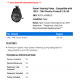 thumbnail image 2 of Power Steering Pump - Compatible with 1982 - 1984 Pontiac Firebird 5.0L V8 - BBB Industries, 2 of 2