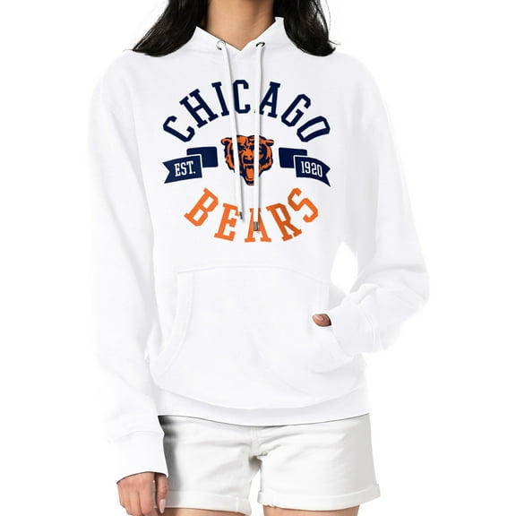 Women's G-III 4Her by Carl Banks White Chicago Bears City Graphic Team Fleece Pullover Hoodie