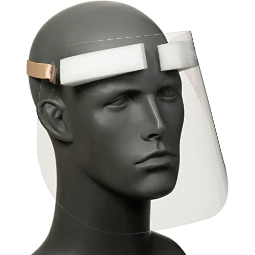 Disposable Face Shield, Polycarbonate, .03mm Thick, Elastic Strap, Lot of 100