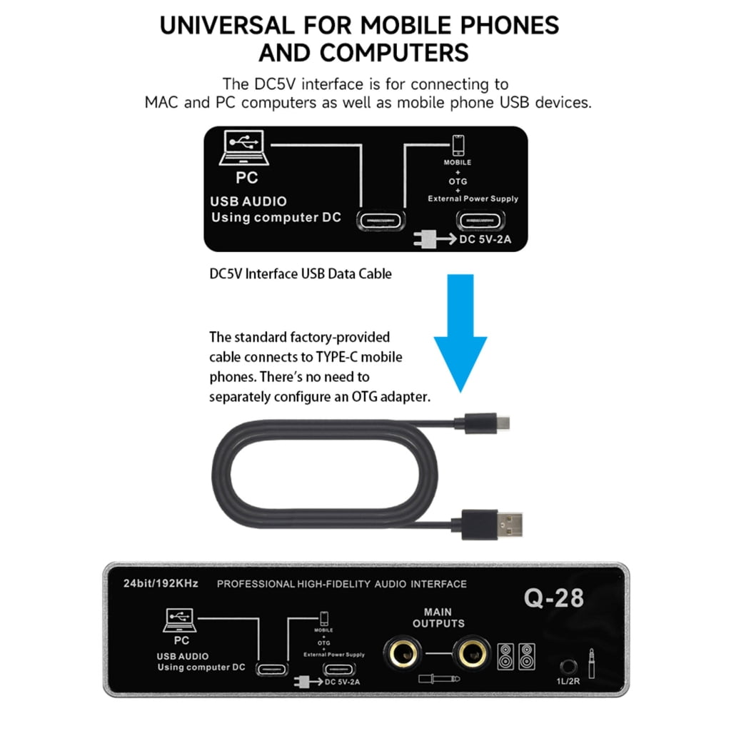 USB Audios Interfaces for PC Computer Plug And Play USB Recording Sound Card Metal Studio Quality Audios Interfaces