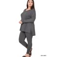 thumbnail image 2 of Zenana Women's Plus Size Soft Brushed Fabric V-Neck Long Sleeve Top & Leggings - 2 Pieces Set, 2 of 5