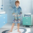 thumbnail image 5 of FORMRS Niños Bathrobe Unisex Hooded Robe Soft Plush Pajamas Sleepwear, Size 2-3T, Crystal Ocean, 5 of 7