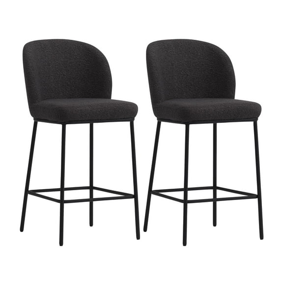 CorLiving Addison Luxury Boucle Fabric Upholstered Modern Indoor Counter Height Bar Stools Set of 2