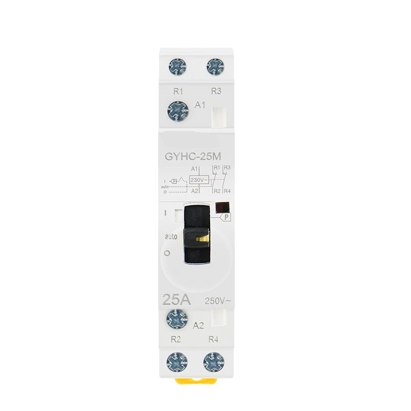 Manual Control Household Contactor Din Rail Type Modular Contactor 2P 16A 20A 25A 2NO or 2NC 220V