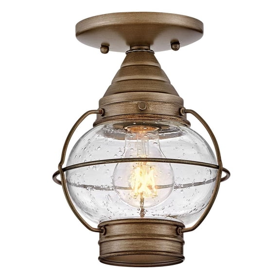 Cape Cod 1 - Light Burnished Bronze Dark Brown Farmhouse / Rustic Incandescent Aluminum Flush Mount Light