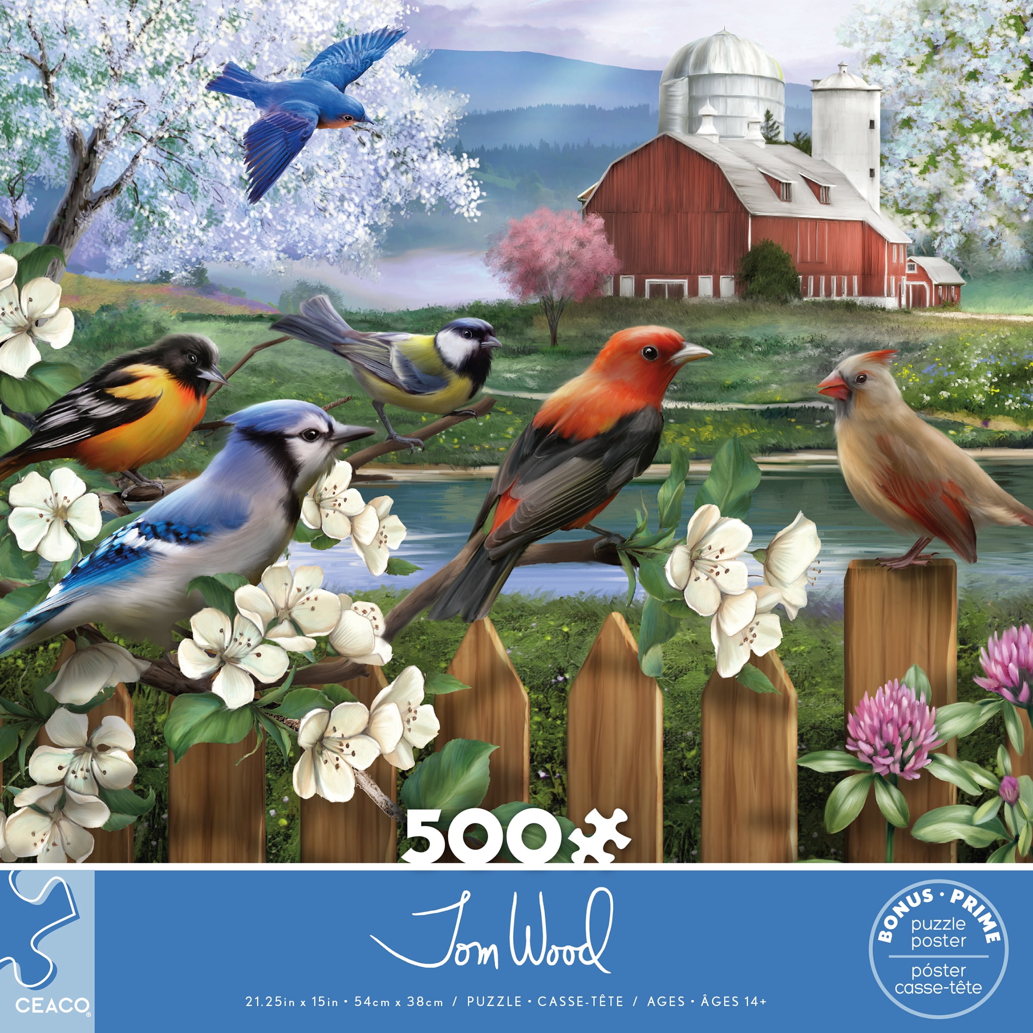 Ceaco Tom Wood Spring at the Farm 500-Piece Interlocking Jigsaw Puzzle for Adults Ages 14+