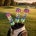 thumbnail image 5 of Yuyamidu Rainbow Tie Dye Golf Head Covers for Driver Fairway Woods Headcovers PU Leather Golf Club Head Cover Whilpool Tie Dye Golf Club Covers, 5 of 7