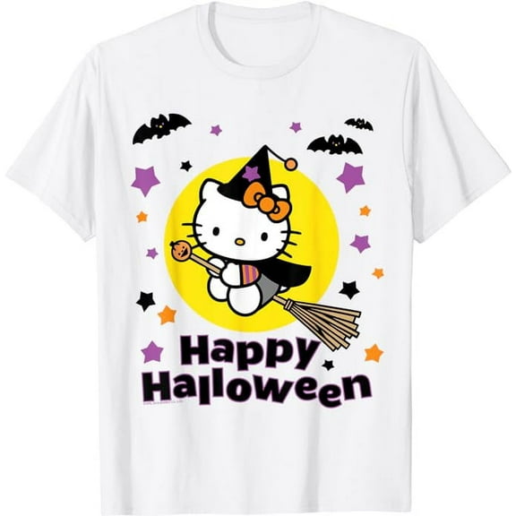 Hello Kitty Happy Halloween Youth T-Shirt Funny Gift For Boys Girls Kids Toddler Cat Lovers, White Color, Size XS