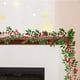 thumbnail image 4 of Decoración navideña artificial de flores de Pascua con frutos rojos, arreglos navideños con bayas rojas colgantes retorcidas, hiedra artificial navideña., 4 of 6