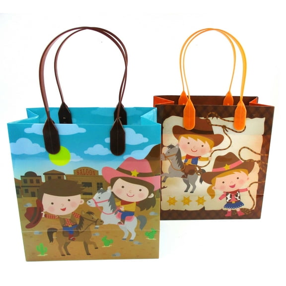 TINYMILLS Western Cowboy Cowgirl Party Favor Treat Bags 12 Pack