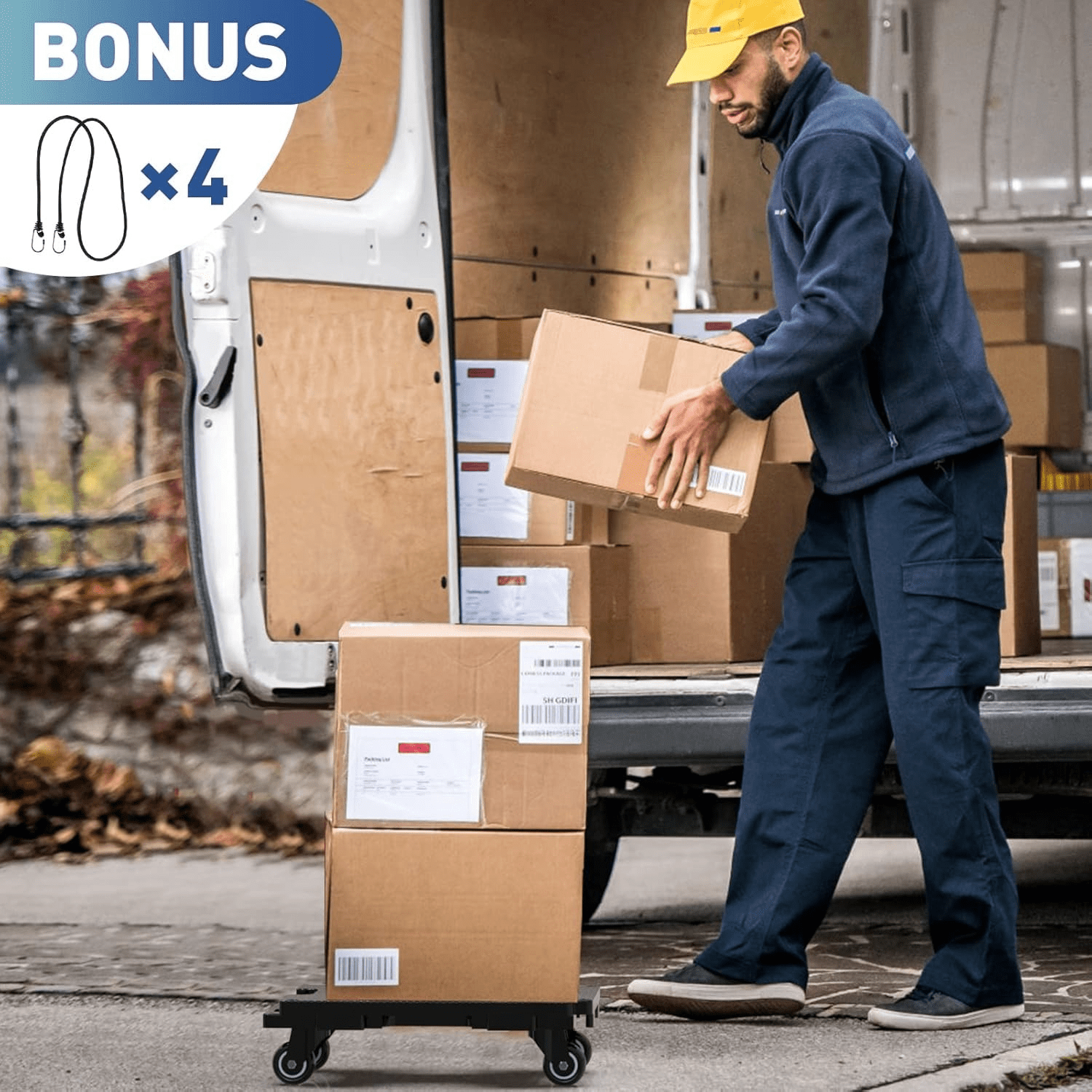 LLMRR Furniture Dolly 4 Wheels, Furniture Movers with Wheels, 440 Lbs Capacity Each, Portable Moving Dolly Heavy Duty, Interlocking Small Dolly with Wheels, 4 Pack