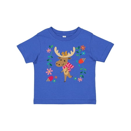 

Inktastic Woodland Moose Spring Flowers Gift Toddler Toddler Girl T-Shirt