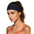 thumbnail image 2 of Womens Wide Non Slip Sweat Wicking Workout Headband,Moisture Wicking Athletic Headband for Running Yoga Cycling,Elastic Soft Wide Sweat Absorb Hair Band for Men Women,Summer Sports Headwrap Dark Blue, 2 of 4