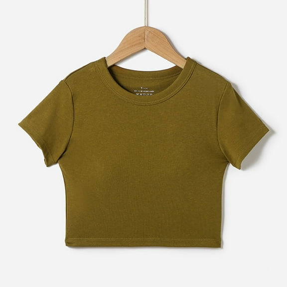 snilers Girls Tank Tops with Built in Bra Casual Cute Crop Top Crewneck Athletic Dance Basic Tees for Teen Kids 14-19 Years