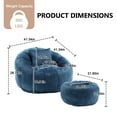 thumbnail image 5 of Chenille Upholstered Round Lazy Cozy Bean Bag Chair with Ottoman-Navy Blue, 5 of 5