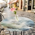 thumbnail image 6 of Blue White Ombre Round Tablecloth for 36-44 Inch Tables,Fitted Table Cover with Elastic Edge,Watercolor Cloud Geometric Abstract Art Waterproof Outdoor Table Cloth Protector for Patio Garden Dinner, 6 of 9
