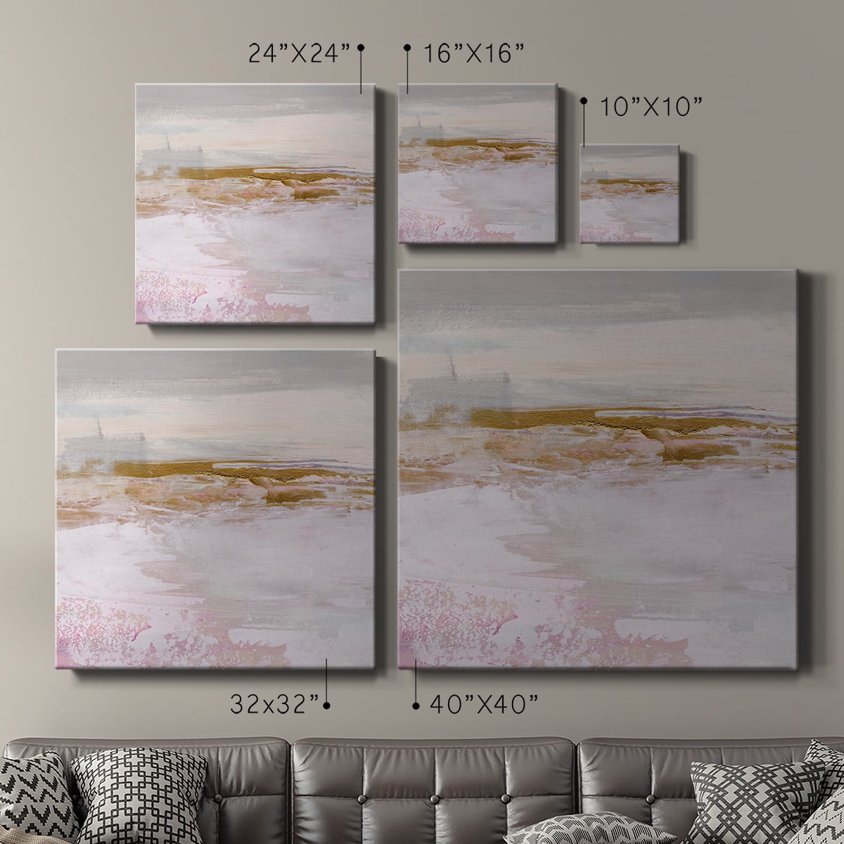 Wexford Home Magenta Skyline I-Premium Gallery Wrapped Canvas, 24" x 24" - Ready to Hang
